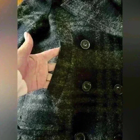H&M (LOGG) Level of Grades Goods - Double Breasted Plaid Mid Length Coat. Size 4 - Picture 2 of 13